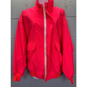 Vintage 1980s Hot Pink Swooshy Nylon Windbreaker Jacket Small